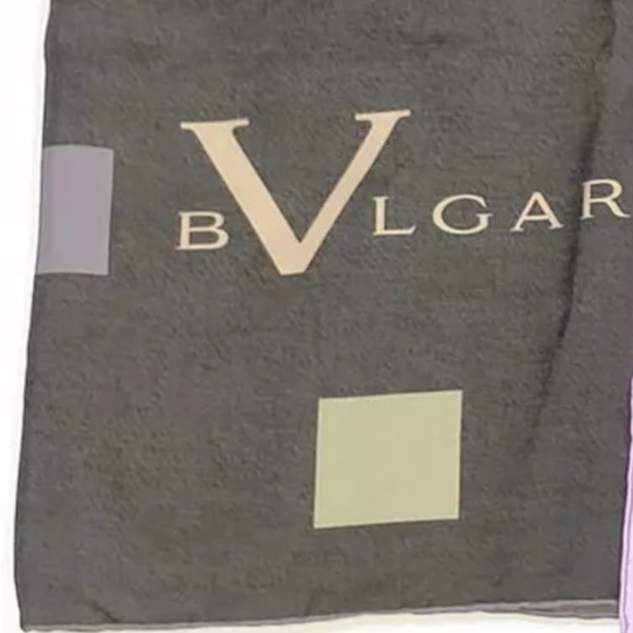 Bvlgari Gray Multi Geo Print Silk Scarf With Box - Picture 6 of 12